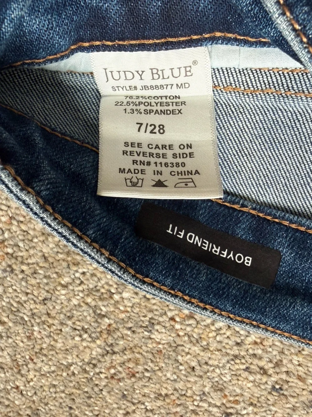 Judy Blue Blue Boyfriend Skinny Jeans with Plaid Cuff